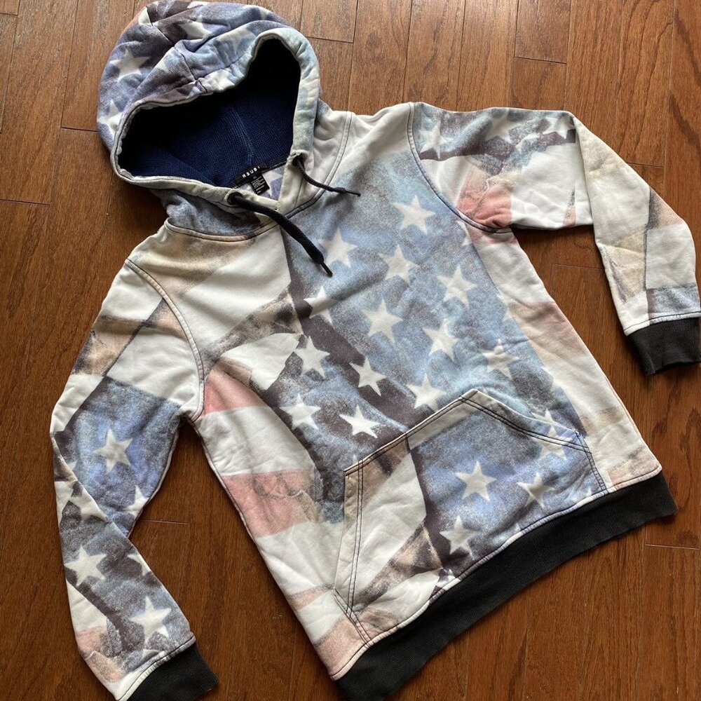 rare all over american flag print ksubii pullover hoodie